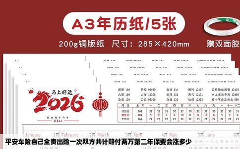 平安车险自己全责出险一次双方共计赔付两万第二年保费会涨多少