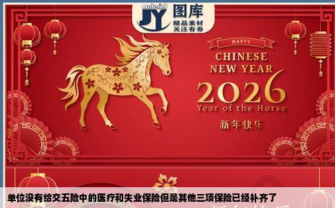 单位没有给交五险中的医疗和失业保险但是其他三项保险已经补齐了